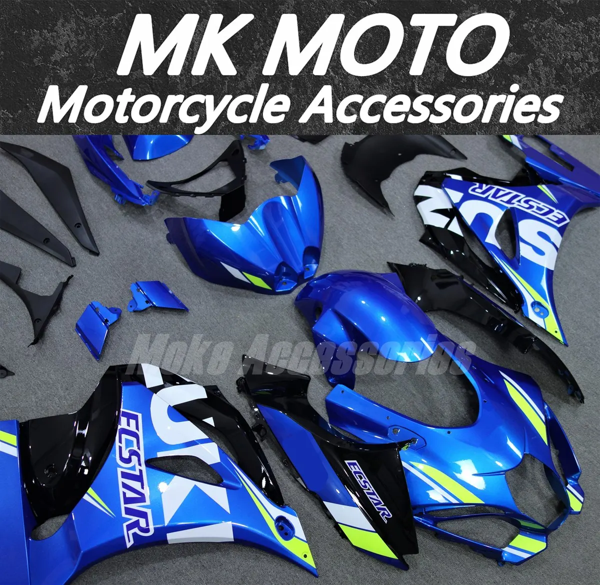 Kit carene moto adatto per Gsxr1000 2017 2018 2019 2020 Set carrozzeria iniezione Abs di alta qualità Nuovo neon blu