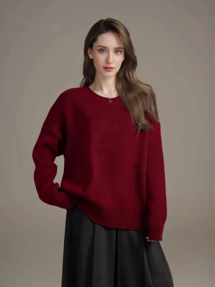 

New Spring Autumn Knit Women's Pullovers Fashion Round Neck Female Sweater Elegant Long Sleeve Tops Loose Vintage Woman Blouse