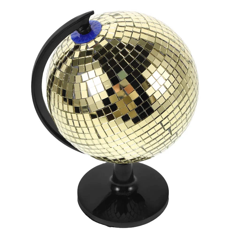 Disco Ball Globe Decorative Sculpture Gold Mirror Reflective Sphere Tabletop Art Party Home Office Desk Geography World Globe