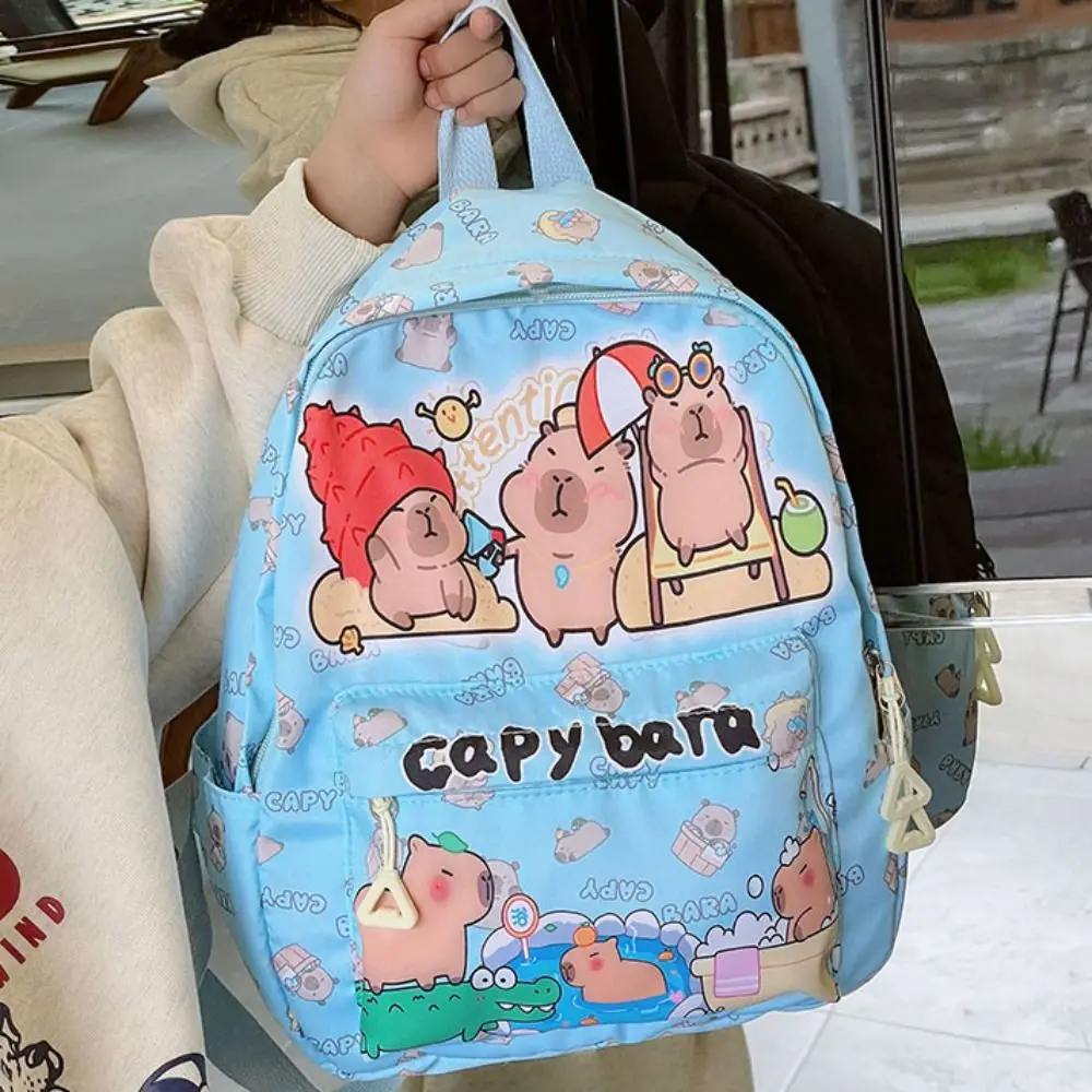 New Cartoon Capybara Backpack Breathable Pattern Shoulder Bags Ultra-light Children's School Bags