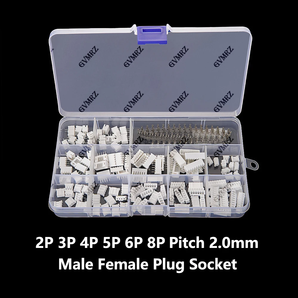 220PCS 2-8P PH2.0 JST Male Female Plug Socket PH 2.0mm Connector Kit Straight Pin Terminals 2P 3P 4P 5P 6P 8P Pitch 2.0mm