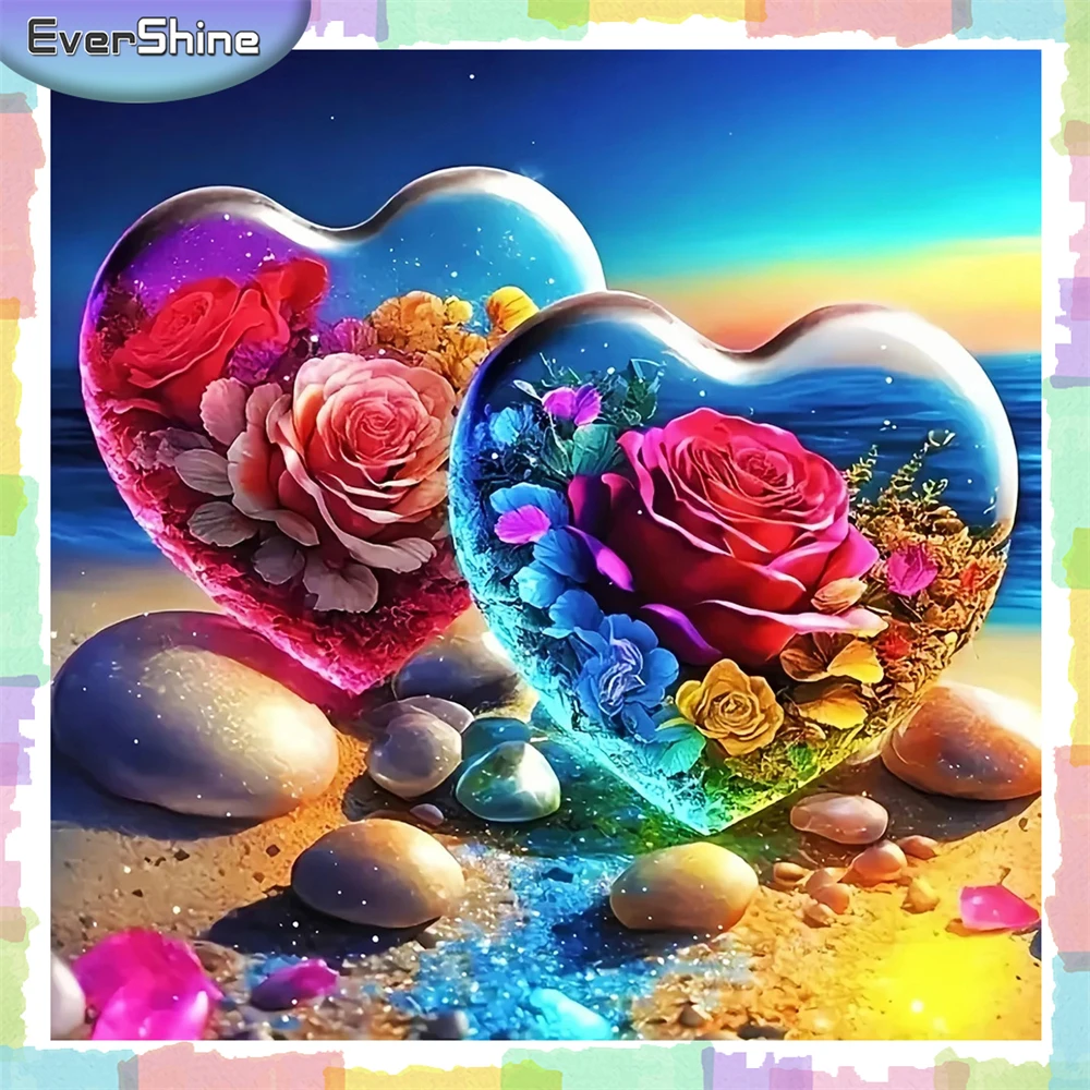 

EverShine New Arrivals Diamond Mosaic Heart Seaside DIY Hobby 5D Painting Scenery Full Square Drill Embroidery Flower House Item
