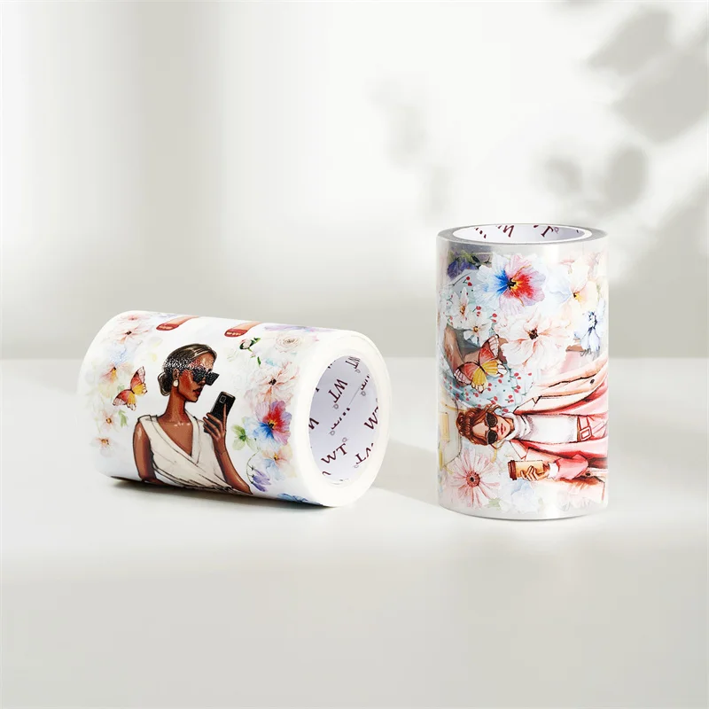 7cm x 5M WT New Scrapbooking nastri per mascheratura elegante Lady Flower Washi Tapes Journaling adesivo decorativo per animali domestici trasparente fai da te