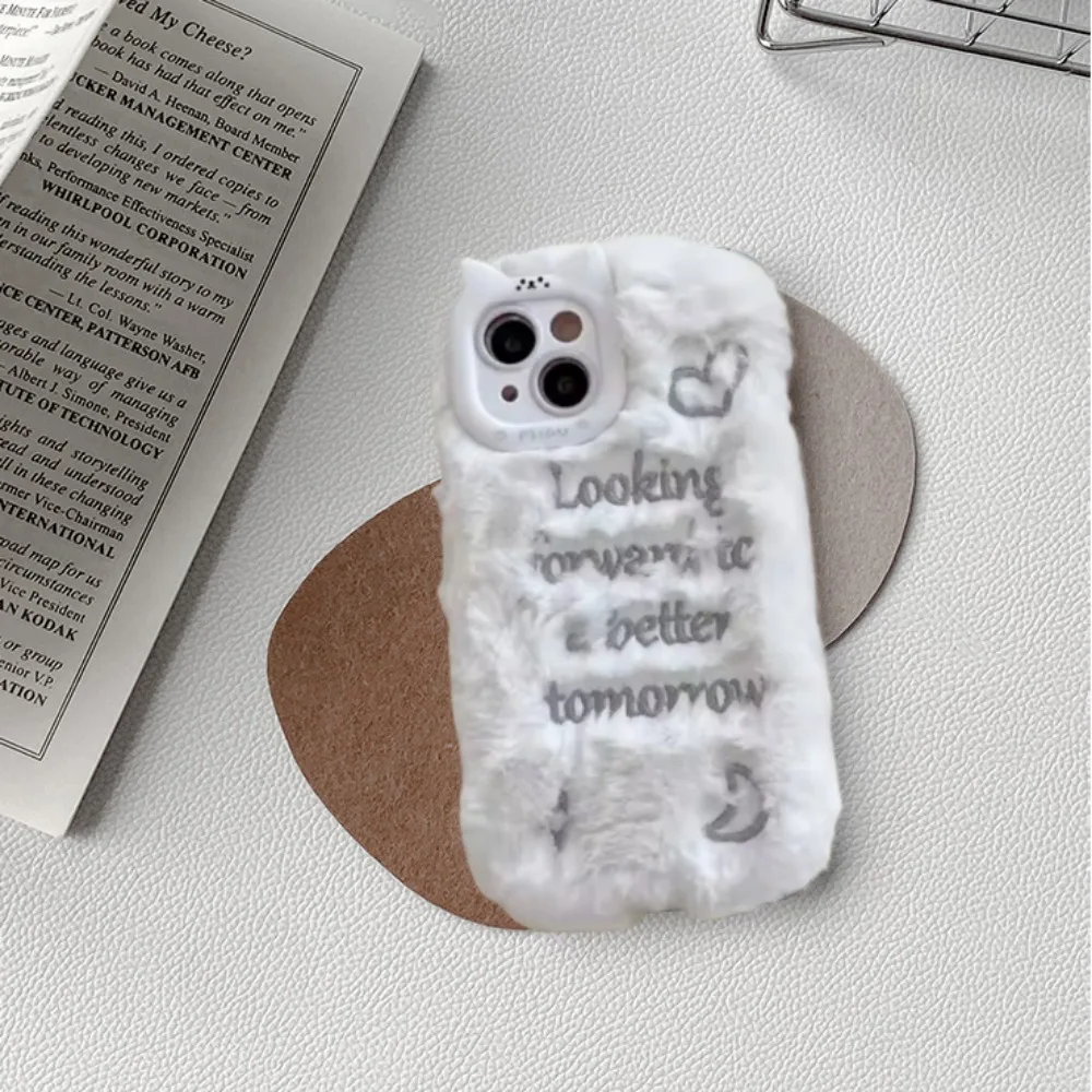 

Soft Plush Letter Mobile Phone Case for IPhone16 Promax 15 Plus 14 Pro 13 Winter Cat Ear Ins Style Anti-drop Protective Cover
