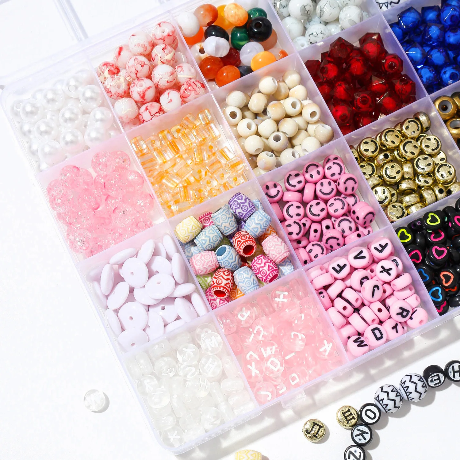 Various Styles Of Beads Bracelet Necklce Ring Making Letter Beads Accessorie Kit DIY