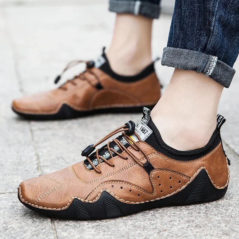 Men's Luxury Leather Shoes Luxurious Trendy Durable Shoes Parties Commuting Daily Work Comfortable Flat Bottom Walking Shoes