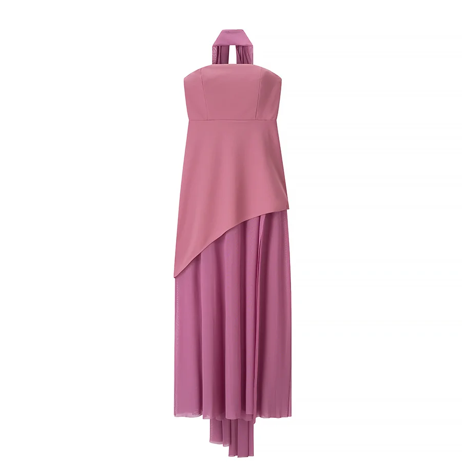 Vestido E Sem Mangas com Design de Moda Fena Primavera Novo JNLEAOG, Saia em Malha com Detalhes em Camadas