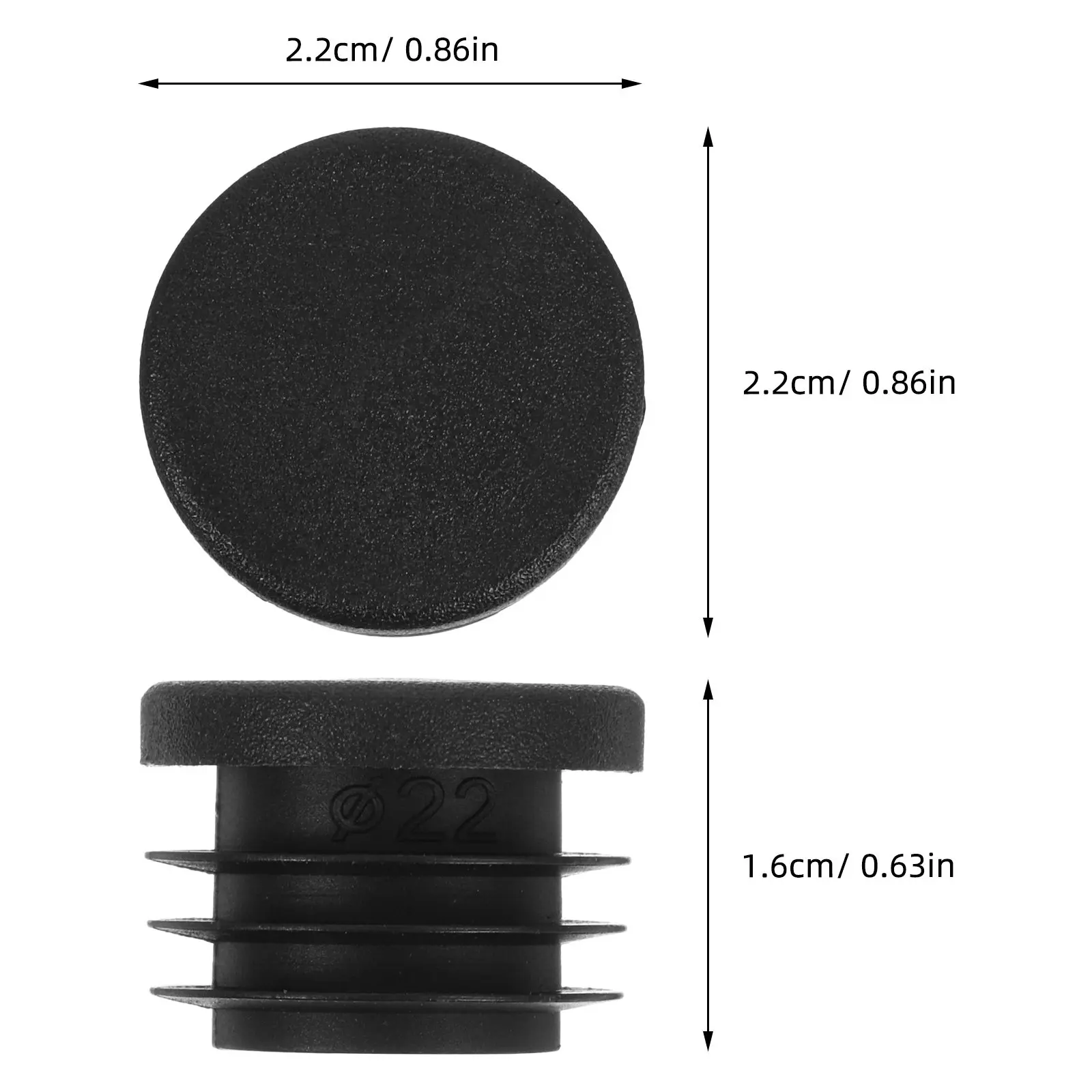 20Pcs Tube End Caps Round Tube Plug Plastic Hole Plugs Black Nylon Post End Caps for Metal Tubing Furniture Fence Chair Glides