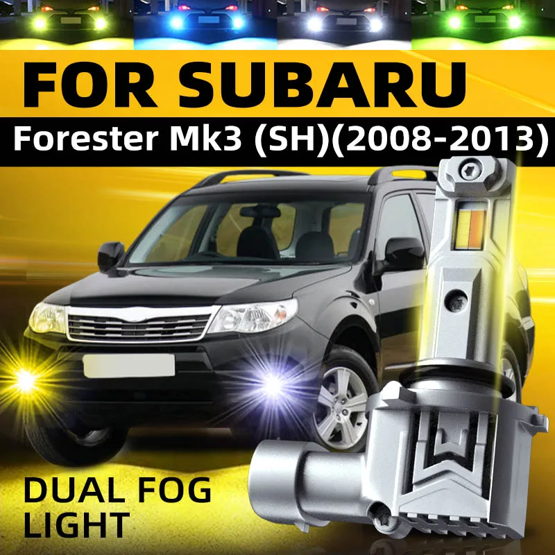 2pcs Car LED Front Fog Light Lamp Bulbs Dual Colors Switchback No Error For Subaru Forester Mk3 SH 2008 2009 2010 2012 2013