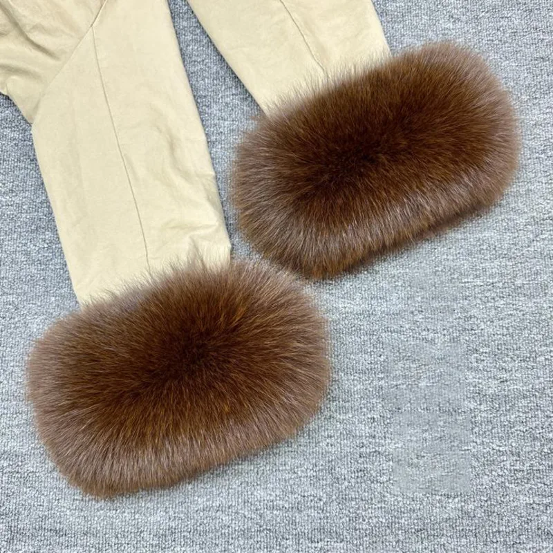 Fox Fur Cuffs For Women Arm Warmer Bracelet Clothing Accesories Winter Coat Down Coat Gloves Natural Fur Wristband Warmer Cuff
