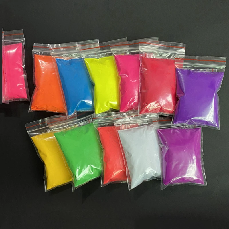 Poudre fluorescente pour peinture, 14 couleurs mélangées (10g), Pigment pour impression de savon, néon, paillettes pour ongles, 140 g/lot