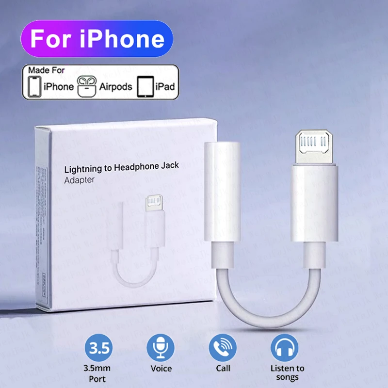 For Apple Lightnings To 3.5 Mm Jack Headphone Aux Cable Adapter For iPhone 14 13 12 11 Pro Max X 8 Plus Connector Audio Splitter