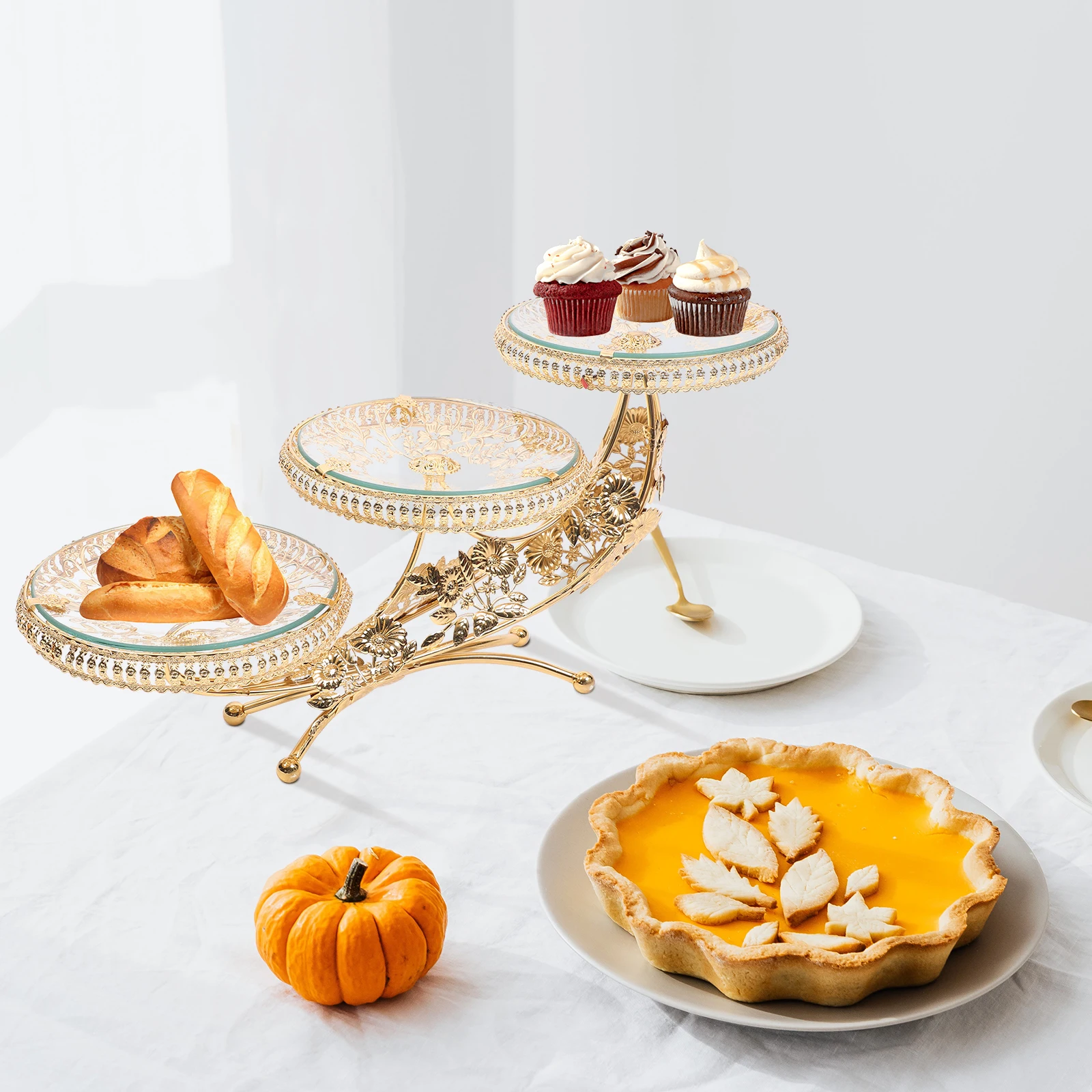 

1Pcs Crystal Glass Fruit Display Plate Large Capacity Cake Stand Candy Tray Elegant Dessert Holder for Party Wedding Buffet