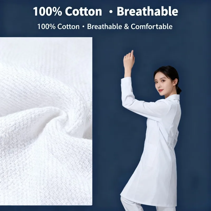 เสื้อกาวน์สำหรับนักศึกษา |   ชุดแพทย์แขนยาว/แขนสั้นแบบยูนิเซ็กซ์สำหรับวิทยาศาสตร์เคมีและการแพทย์