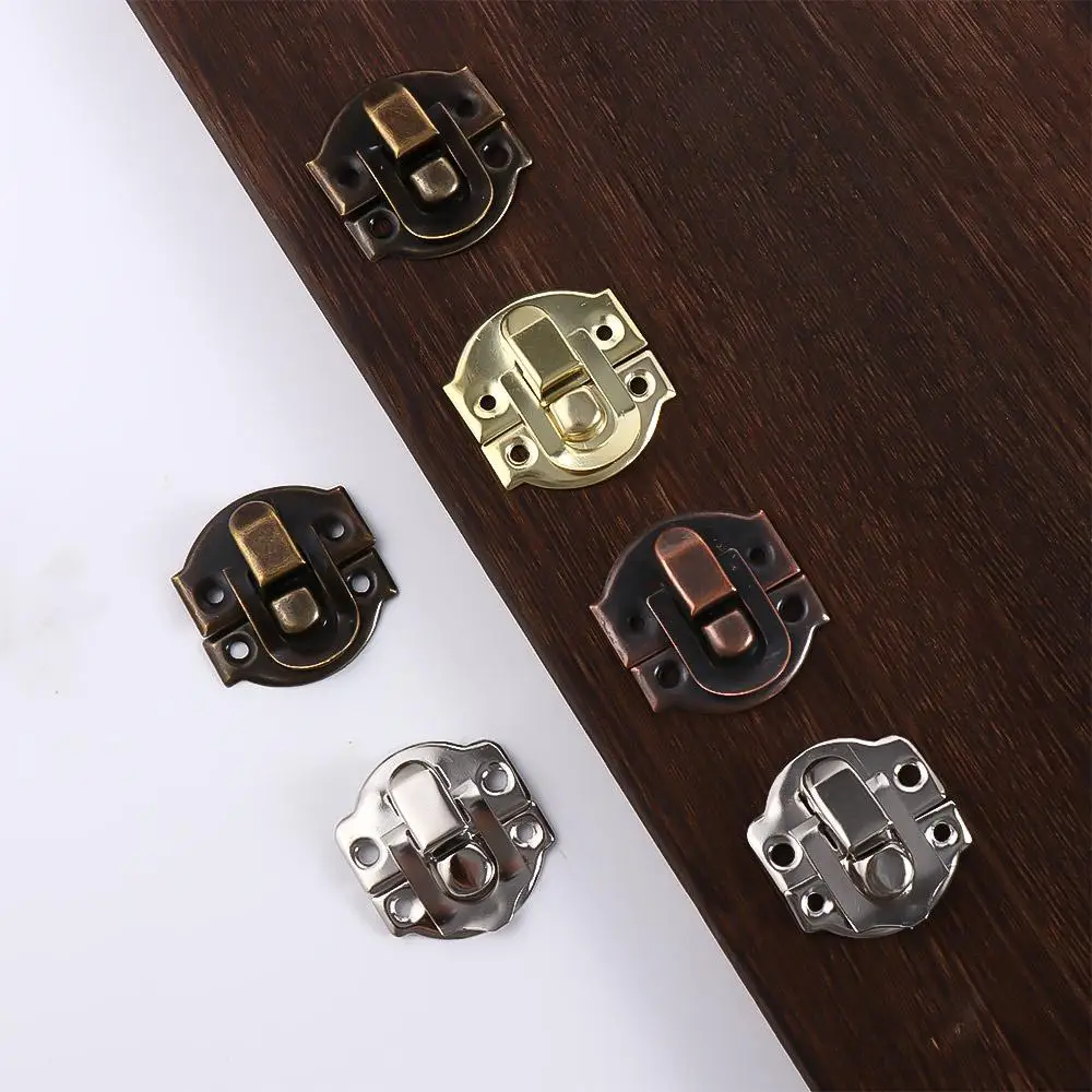 10Pcs Wooden Box Trinket Mini Vintage Metal Clasps Padlock Lock Hasp