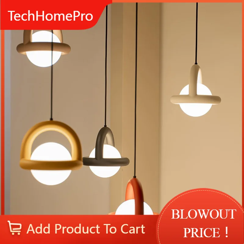 TechHPModern LED Pendant Lights Acrylic Ball Black White Green Red Yellow Metal G4 Bulb Pendant