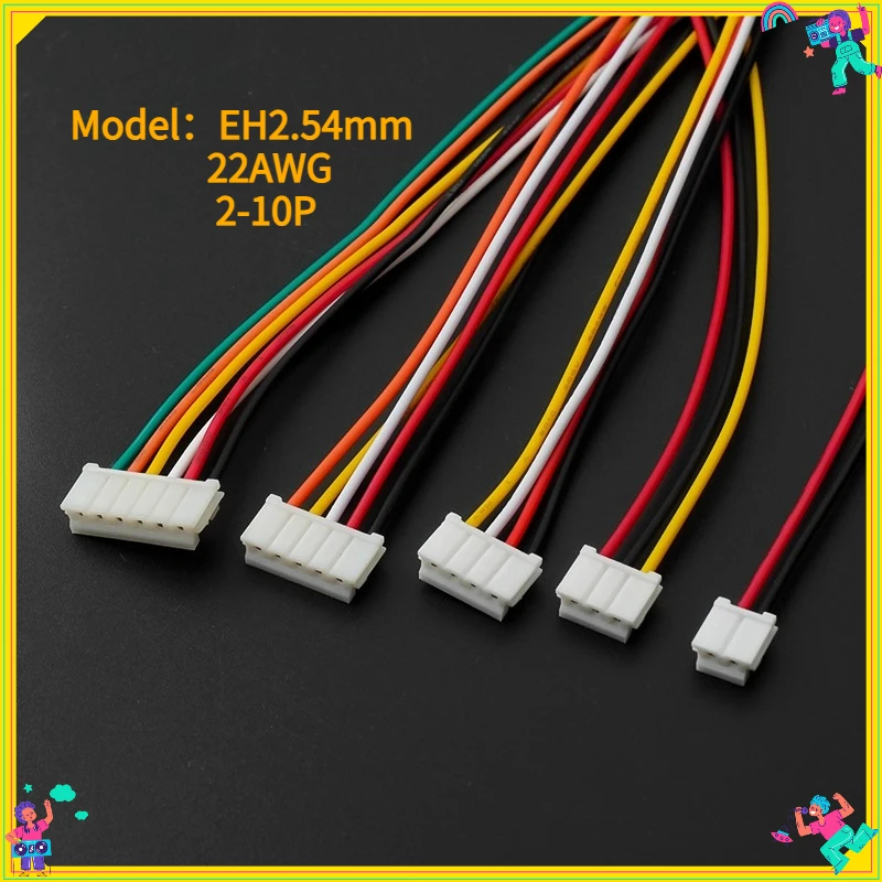 

10pcs EH 2.54mm Pitch 2/3/4/5/6/7/12 Pin Female Plug Connector Wire 10/20/30cm Single/Double Head Same / Reverse Direction 22AWG
