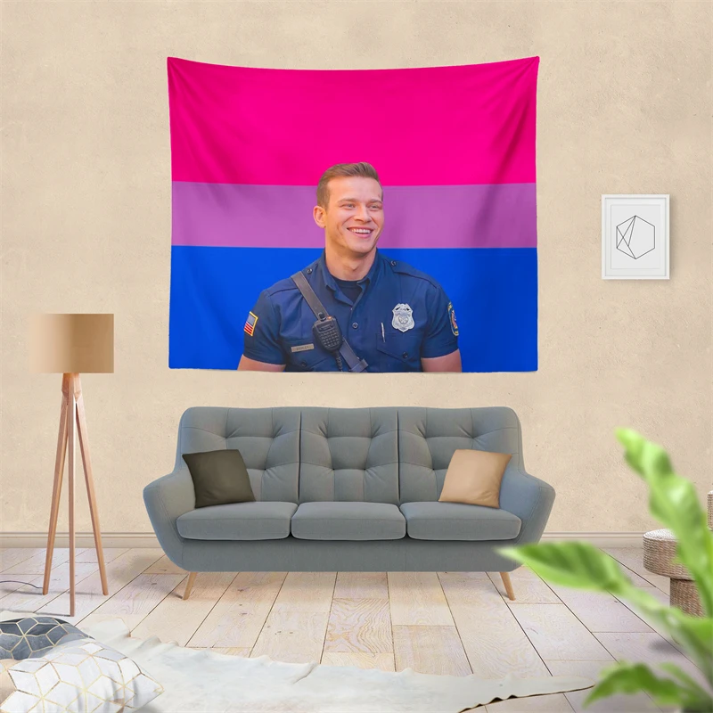Gaslight Gatekeep Girlboss Evan Buckley Bisexual Pride Flag Tapestry Wall Hanging Art for Bedroom Living Room Decor