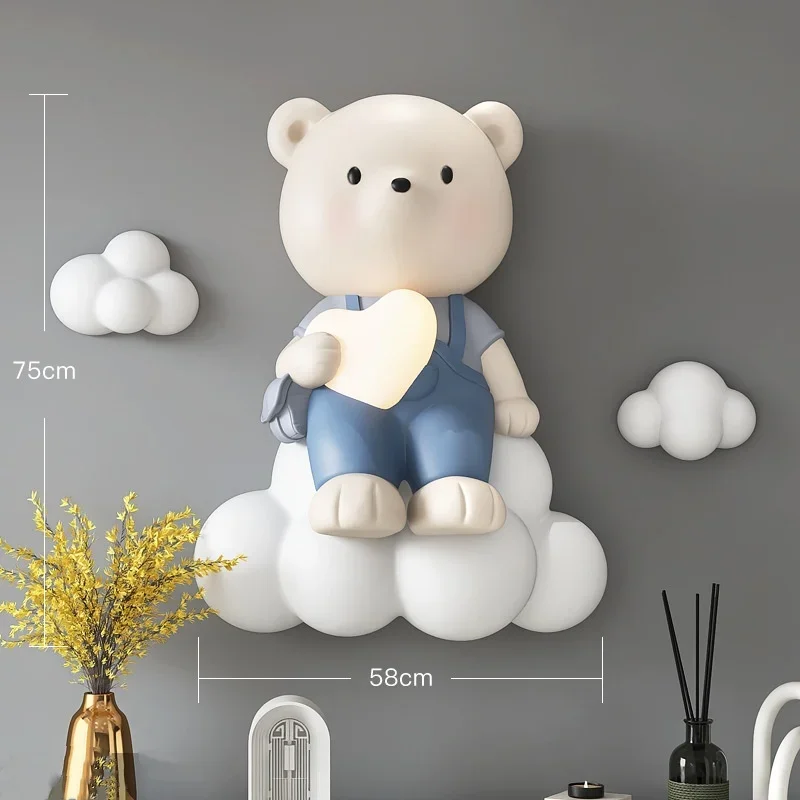 Creative Bear Wall Hanging Living Room  Decoration Bedroom Bed  Picture Children's  Three-dimensional