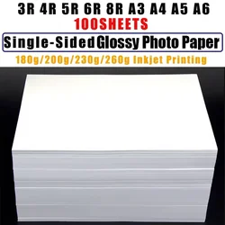 High Gloss Photo Paper 3R 4R 5R 6R 8R A3 A4 A5 A6 Glossy Single-Sided Photo Paper Printing Paper Inkjet Printer 180/200/230/260G