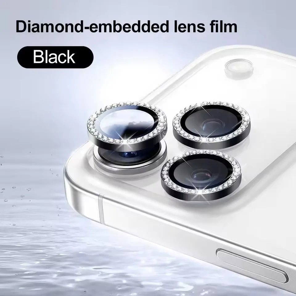 Glitter Diamond Rhinestone Camera Lens Protector For iPhone 17 16 15 Pro Max 14 Plus 11 12 13 Mini Air Film Metal Ring Cover view 6
