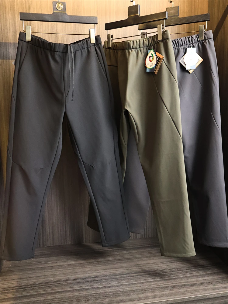 

Уличная техническая ткань, легкие водонепроницаемые 3D индивидуальные повседневные брюки с прямыми штанинами, мужские модные городские брюки с эластичной резинкой на талии