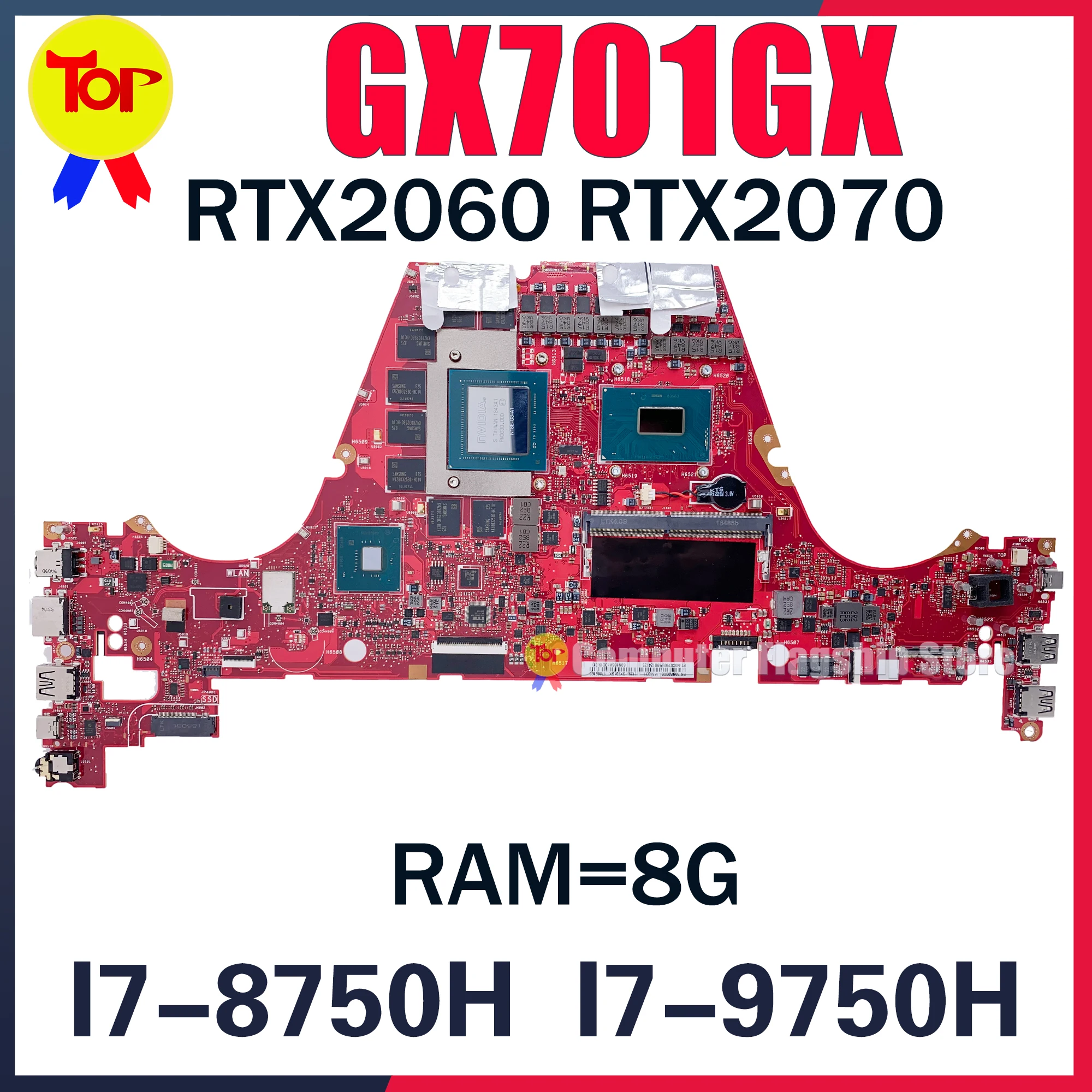 Kefu-placa-mãe do Portátil para Asus Rog Zephyrus S17 Gx701 Gx701gv Gx701gxr Gx701gxh Gx701gvr I7-9750h Mainboard