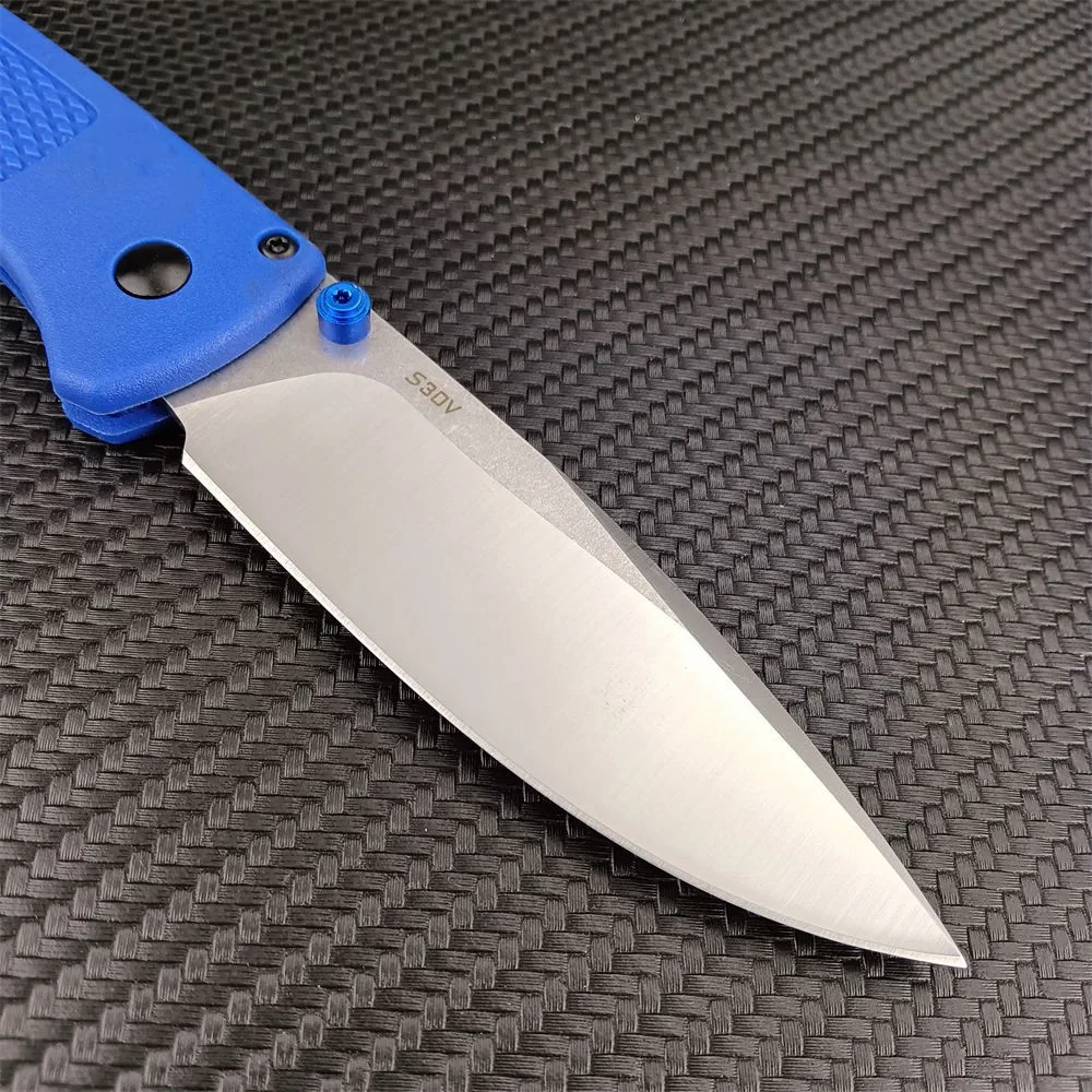 BM 535 Pocket Folding Knife CPM-20CV Blade Blue Reinforced Nylon Fiber Handle Outdoor Camping Hunting Tactical Knife EDC Tool