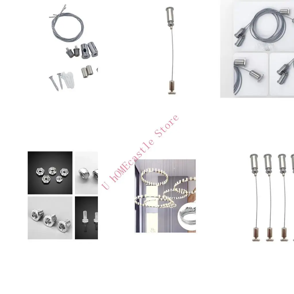 63HF Pack of 4 Adjustable Wire Suspension Set Portable Home Accessory for Ceiling Light and Picture Hanging Solution