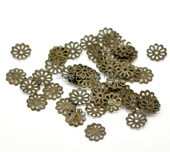 12000Pcs Bronze Tone Flower End Beads Caps Jewelry Diy Making Findings Charms Wholesale 8x8mm