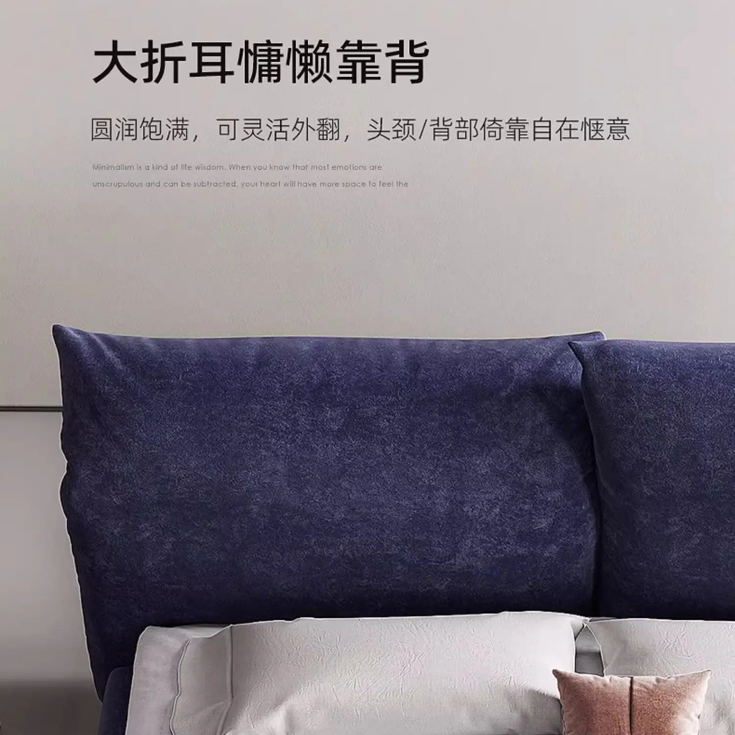 سرير قماش إيطالي بسيط، سرير مزدوج من القماش الناعم، سرير شانيل