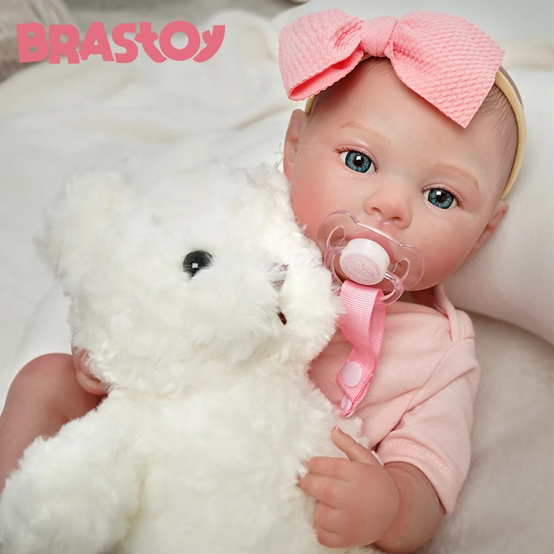 BRASTOY Reborn Reborn Baby Doll Painted Realistic 48cm Girl Body Silicone, Shipped from Brazil