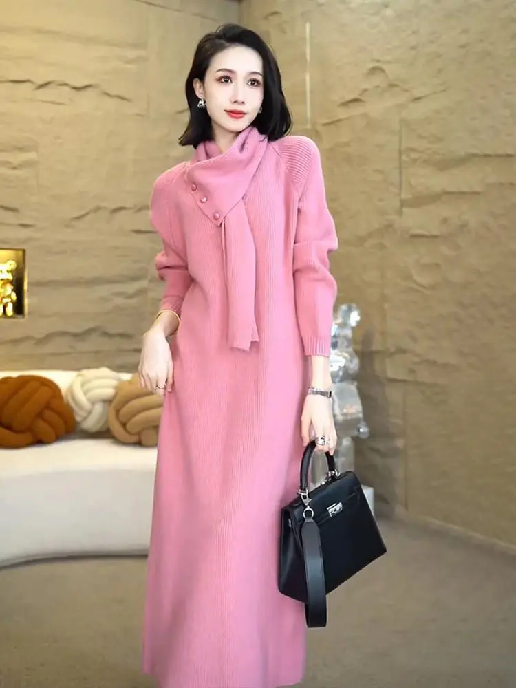 

Mid-Long Cardigans Thick Womens Fall Hoody Minimalism Knitshirts Cosy Fashionable Simple Diagonal Mohair Fitting Thickened Fur