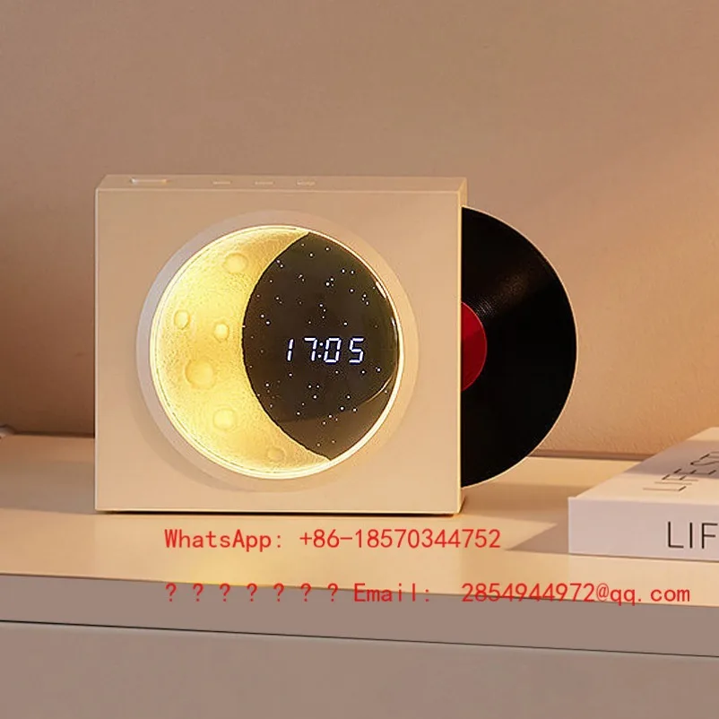 

Беспроводные Bluetooth-часы-колонка для рабочего стола с атмосферной подсветкой и дизайном виниловой пластинки