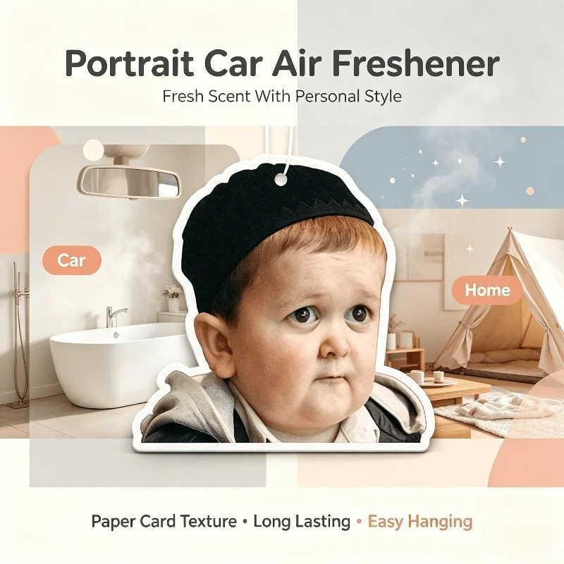 Car Air Freshener Meme Baby Portrait Hanging Fragrance Ornament Funny Car Rearview Mirror Decor Novelty Scent Gift
