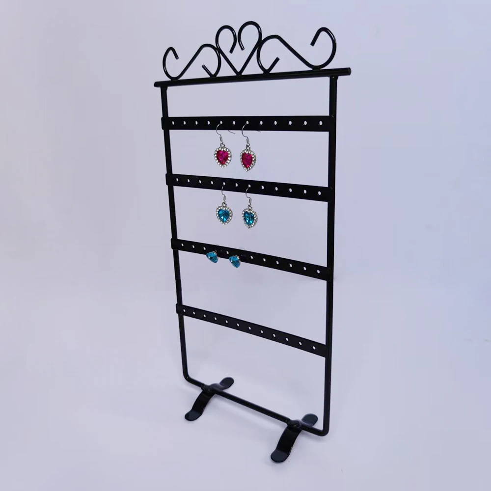 

Black Earring Display Stand 48 Holes Stud Earring Storage Organizer Necklace Bracelet Hanging Shelf Piercing Jewellery Stand