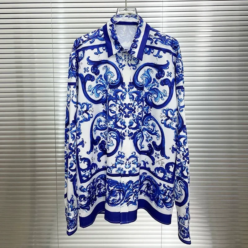 

Роскошная королевская рубашка с длинным рукавом, мужская одежда, повседневные рубашки с цветочным принтом в стиле манга Лонны для выпускного вечера, Camisas Social Masculina De Luxo