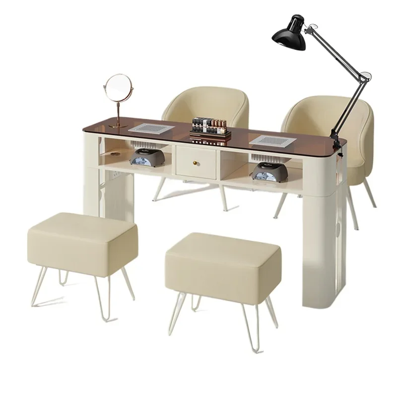 Professional Glass Nail Table Multifunction Manicure Table Minimalism Biurko Do Manicure Salon Furniture Not Including Chairs