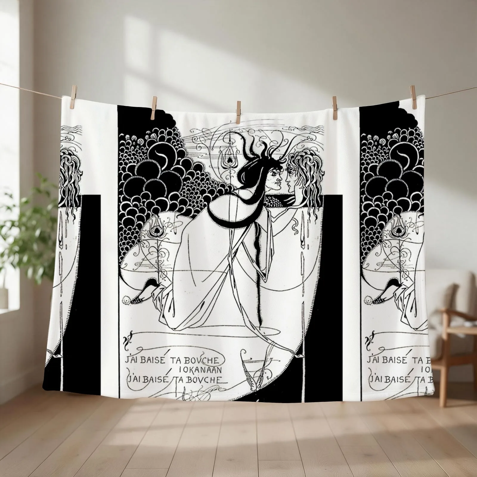 HD. I kissed your mouth; from Salomé, by Aubrey Beardsley (1893) Throw Blanket