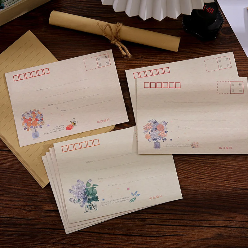 8pcs-vintage-creative-love-letter-kraft-paper-heart-shaped-minimalist