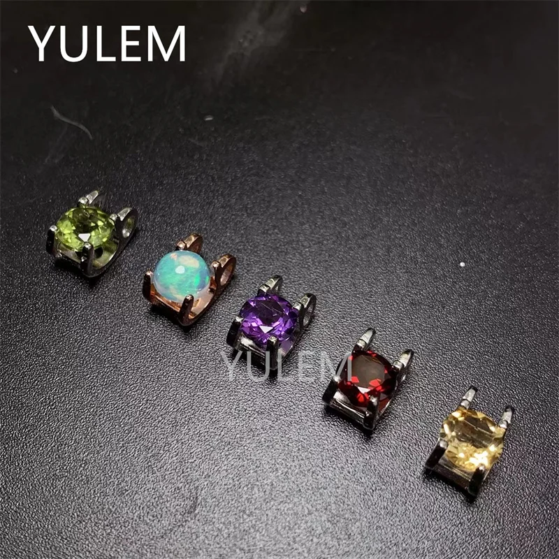 จี้เงินโอปอลธรรมชาติสำหรับผู้หญิง6มม. * 6มม. แหวนโอปอลออสเตรเลีย925เงินสเตอร์ลิงเครื่องประดับโอปอลของขวัญวันเกิดสำหรับเด็กผู้หญิง