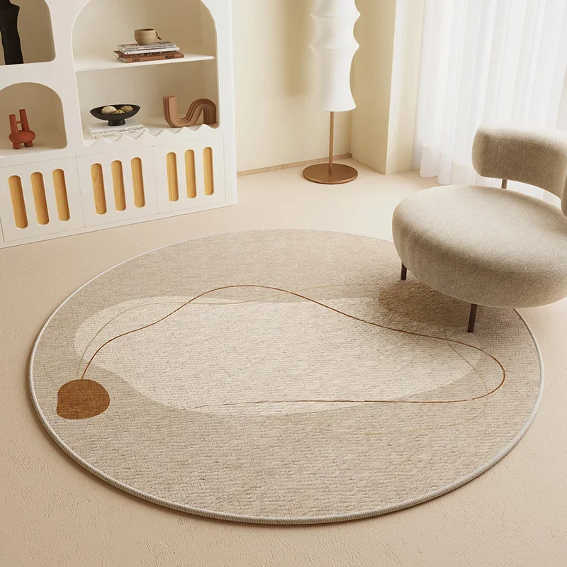 Round Log Style Carpet Living Room Light Luxury High End Sofa Carpets Computer Chair Dressing Chair Mat Bedroom Non Slip Rug