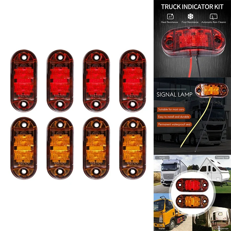 Amber Red 2.5 Inch Oval LED Trailer Truck Clearance Light Side Marker Light Waterproof Marker Indicators Light