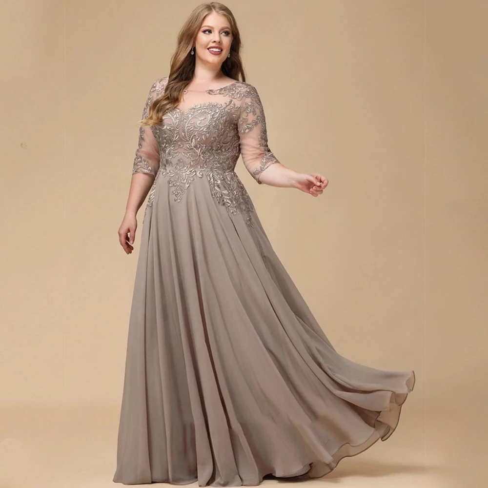 

Изысканное шифоновое вечернее платье с круглым вырезом по индивидуальному заказу. Изысканные платья для выпускного вечера с аппликациями. Роскошные платья с рукавами 3/4, платья для особых случаев.