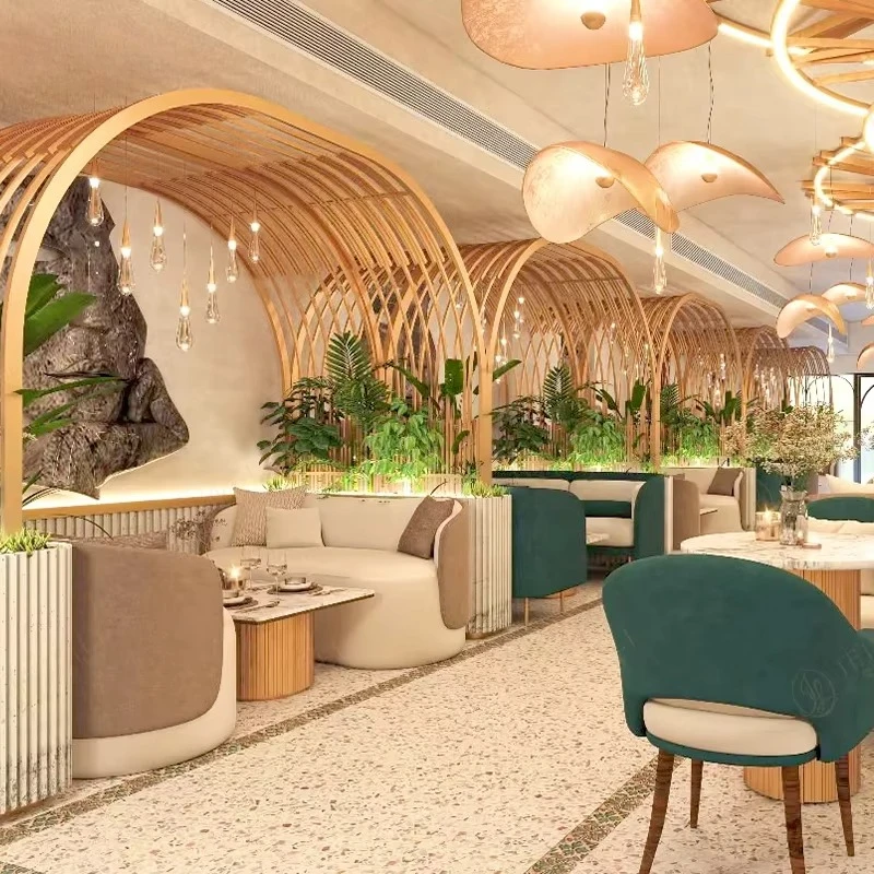 

Light Luxury Style Restaurant Commercial Furniture Classic Coffee Shop Marble Table and Chair Set Single Booth Seat Sofa