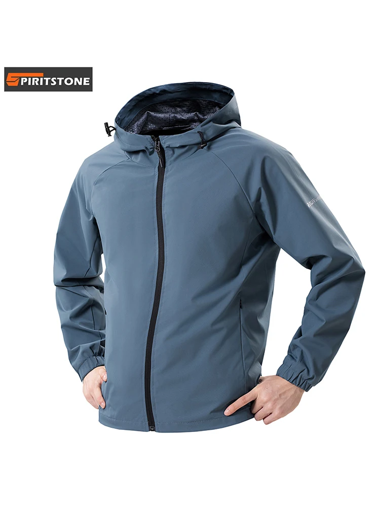 

Мужской спортивный костюм на открытом воздухе, темно-сухой водонепроницаемый ветрозащитный костюм для бега, подставка для велосипедного снаряжения, украшенная молнией куртка с капюшоном