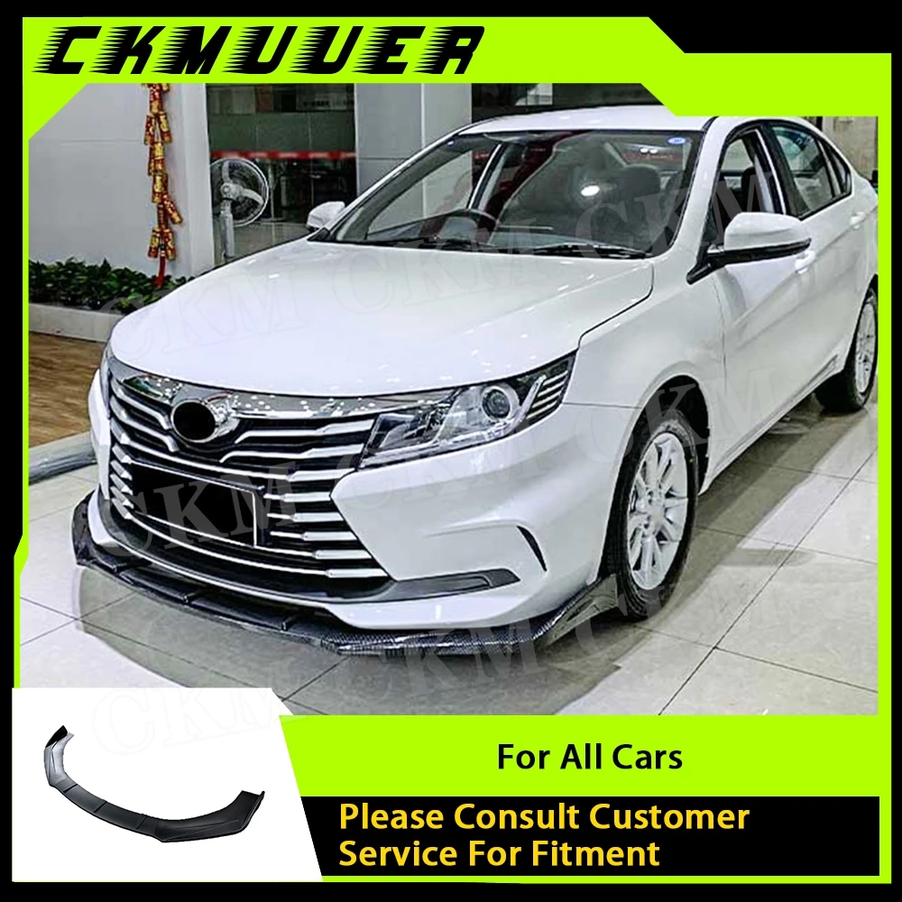 

CKMUUER ABS Carbon Look Material 3 PCS Front Bumper Lip Spoiler For Universal Hatchback Cars Matte Black Decoration Auto Styling