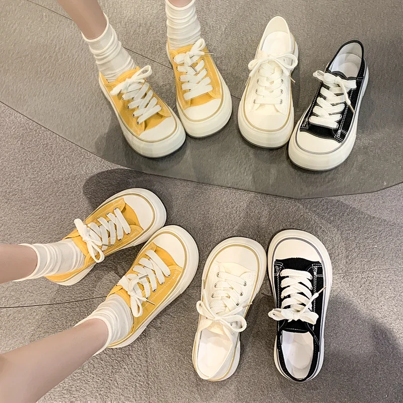 Damen Freizeitschuhe Frühling Neue Modische Koreanische Art Weiche Sohle Rutschfest Vielseitig Täglich Einfache Niedrige Canvas-Schuhe – Detail 2