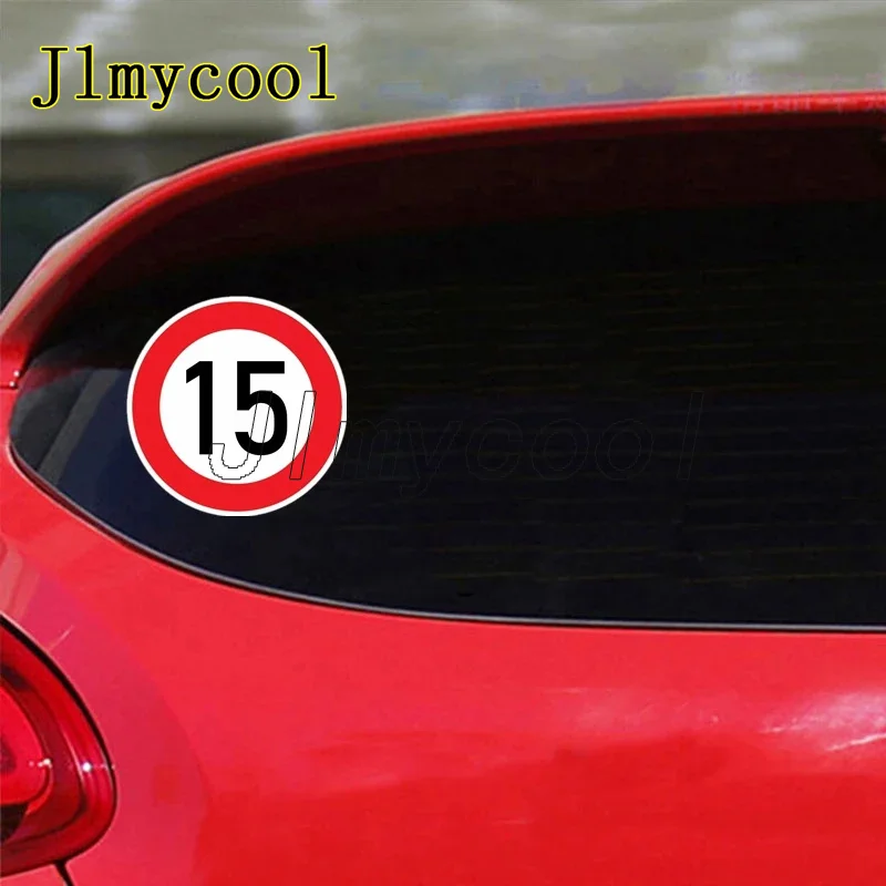 Geschwindigkeitsbegrenzung (15 km/h), Ø 16 cm, selbstklebender Aufkleber, Autoaufkleber, wasserfest, Auto-Dekoration