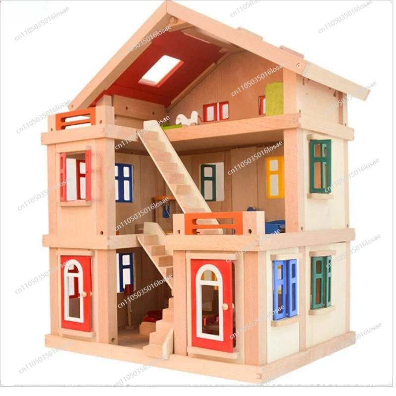 For Assembled Wooden Cottage Girl Playing House Wooden Toy Princess Villa Wooden Toys